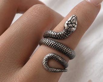 Anillo de serpiente de plata estilo Y2K, joyería llamativa, regalo para ella.