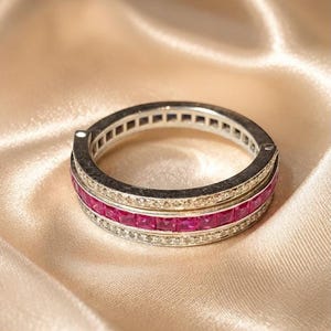 Silver Blue Saphire Ruby Gemstone Diamond Band Ring Adjustable Elegant Statement Jewelry Handmade