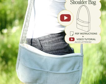 Nähanleitung für eine Baguette-Schultertasche, anfängerfreundliche DIY-Tasche mit Futter, PDF + Videoanleitung