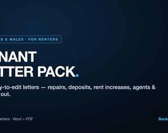 UK Tenant's Letter Pack — Repairs, Deposits and Rent (England & Wales) | 12 Editable Word Letters