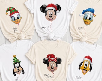 Disney kerstshirt, Mickey ballonshirt, Disney familie shirts, kerstballon T-shirt, Disney vakantie shirts, bijpassende familie shirts