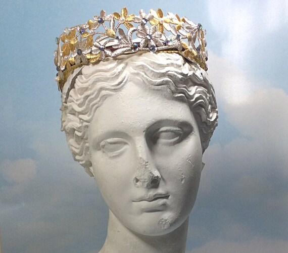Gold Silver Flower Crown Headband: Grecian Goddess Bridal  display picture 1