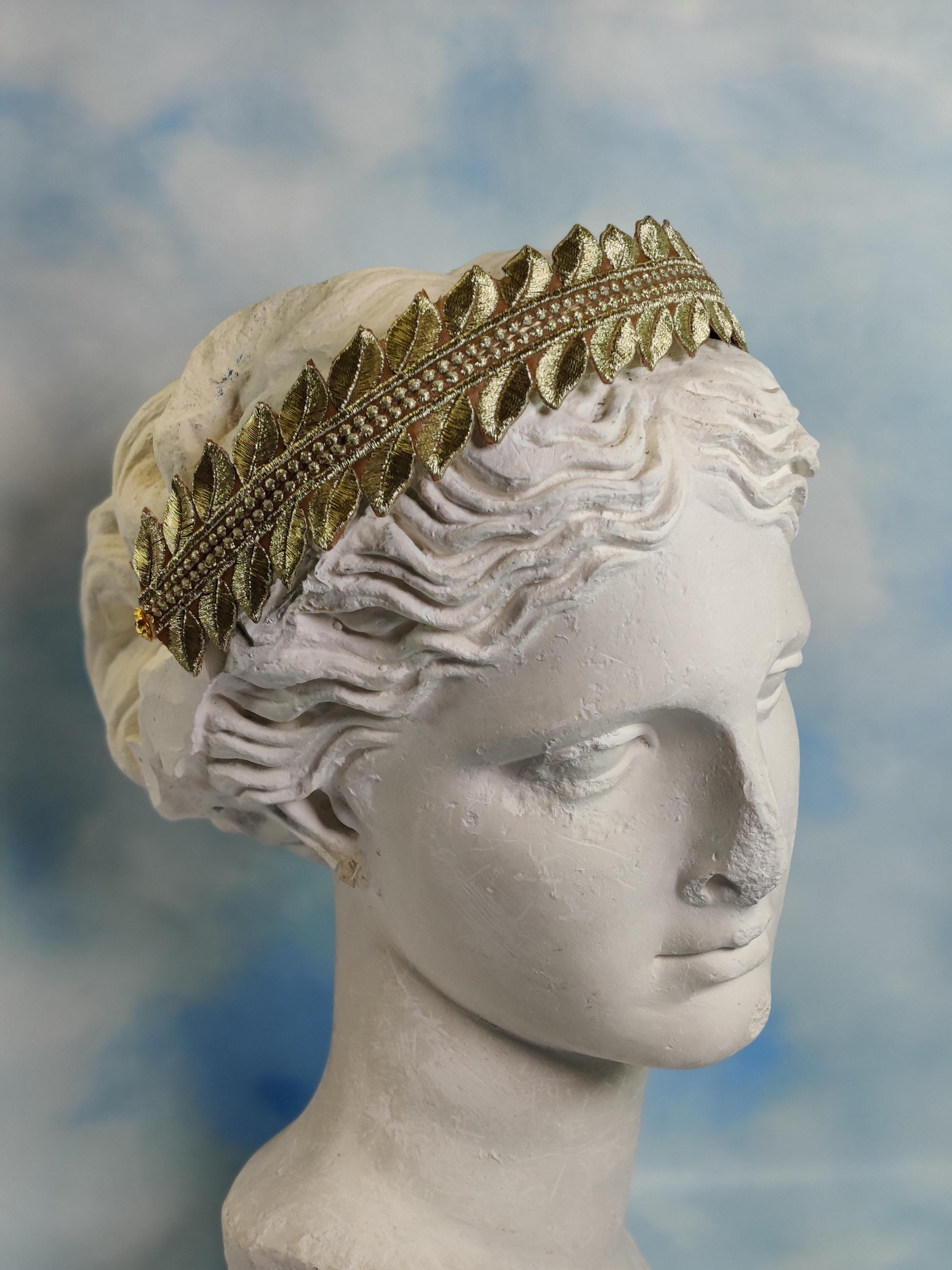 Gold Leaf Grecian Crown Headband: Embroidered Goddess 