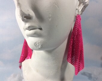 Hot Pink earring, pink disco earrings, pink earrings, pink  disco earrings pink 70s earrings pink dangle earrings pink disco jewelry