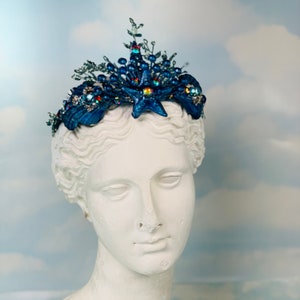 Navy Seashell Crown Headband: Bridal Mermaid Headpiece