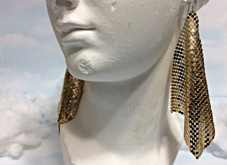 Gold Disco Hypoallergenic earrings, 70s disco earrings, Gold disco earrings, 1970s earrings, gold dangle earring, disco ball earrings, retro image 10