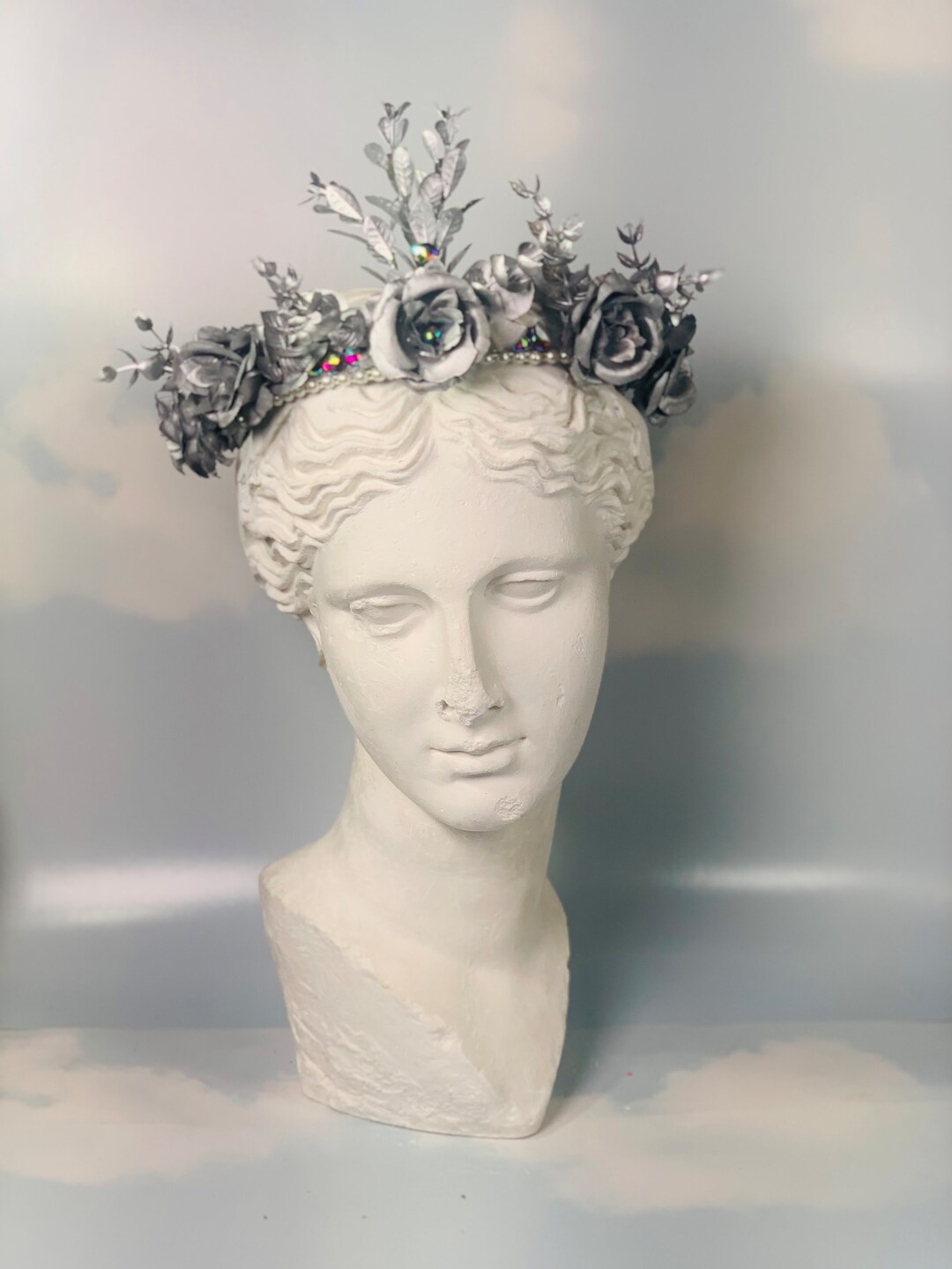 Silver Rose Flower Crown, Silver Crown, Silver Flower Crown, Flower