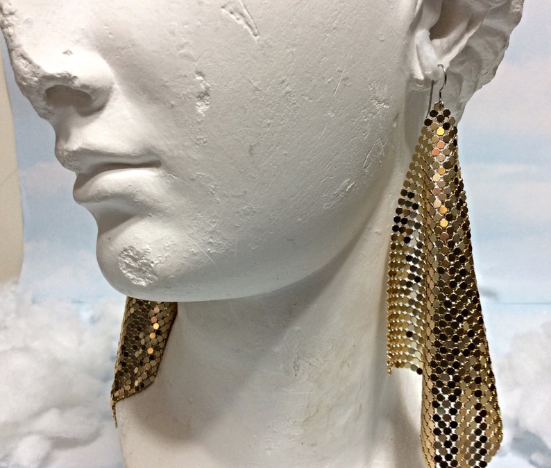 Gold Disco Hypoallergenic earrings, 70s disco earrings, Gold disco earrings, 1970s earrings, gold dangle earring, disco ball earrings, retro image 6