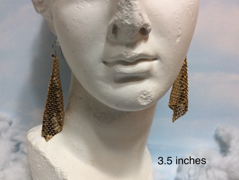 Gold Disco Hypoallergenic earrings, 70s disco earrings, Gold disco earrings, 1970s earrings, gold dangle earring, disco ball earrings, retro image 3