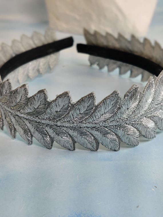 Silver Leaf Crown Headband: Grecian Goddess Embroidery - Etsy display picture 2