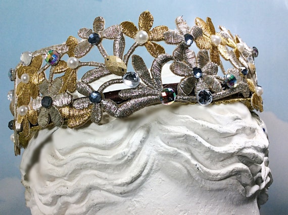 Gold Silver Flower Crown Headband: Grecian Goddess Bridal  display picture 1