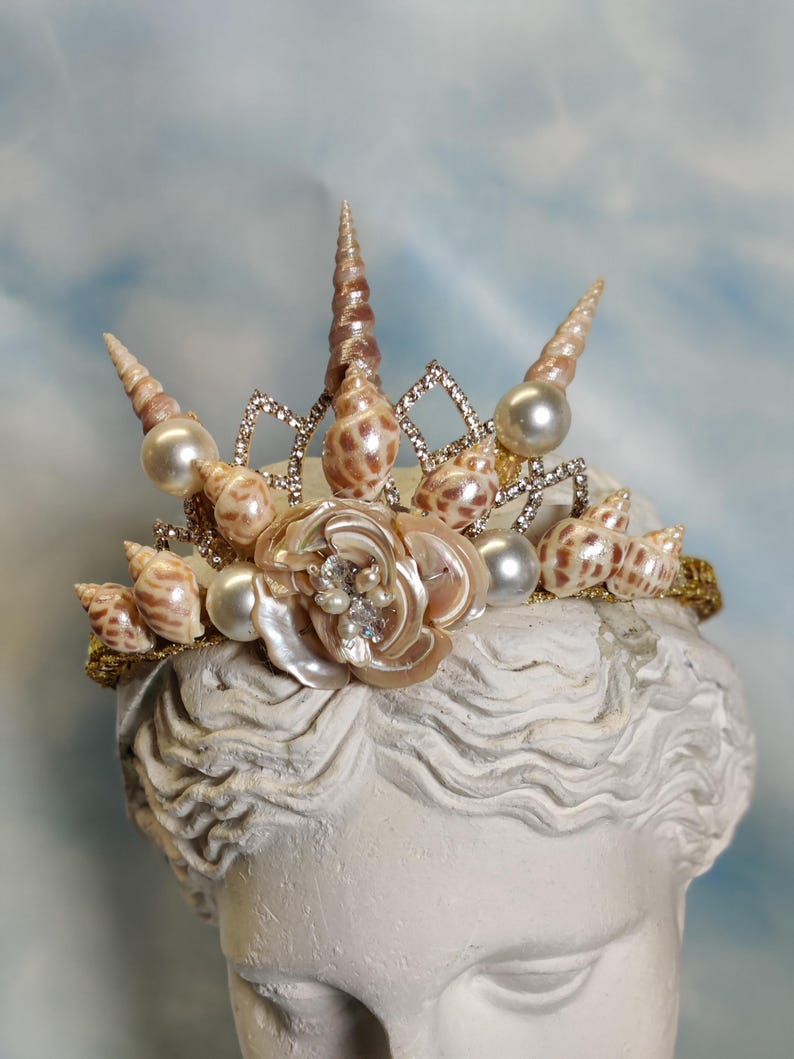 Mermaid Seashell Crown, Rose Flower Tiara, Ocean Costume - Etsy