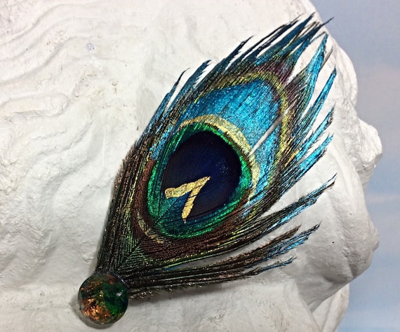 Handmade | Hair Accessory | Peacock Feather Hair Clip | Two Peacock Feather Hair Clip  main image 4