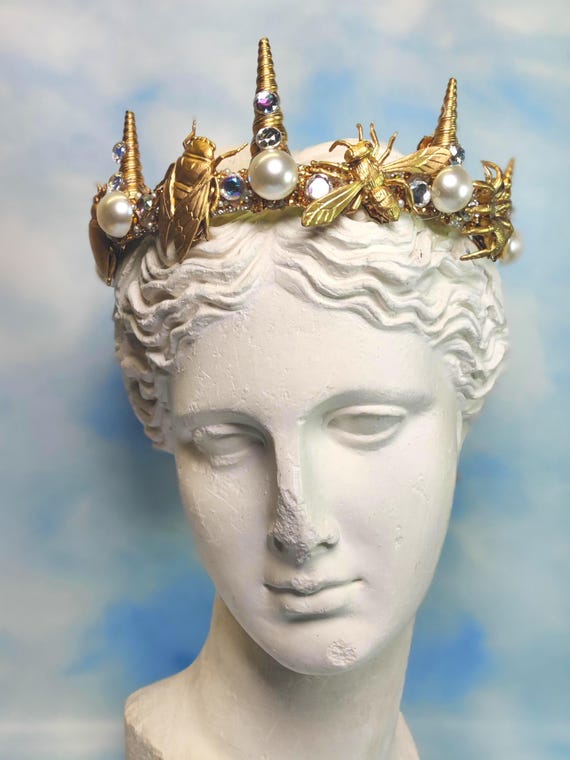 Gold Insect Crown: Boho Bug Goddess Headpiece - Etsy display picture 1
