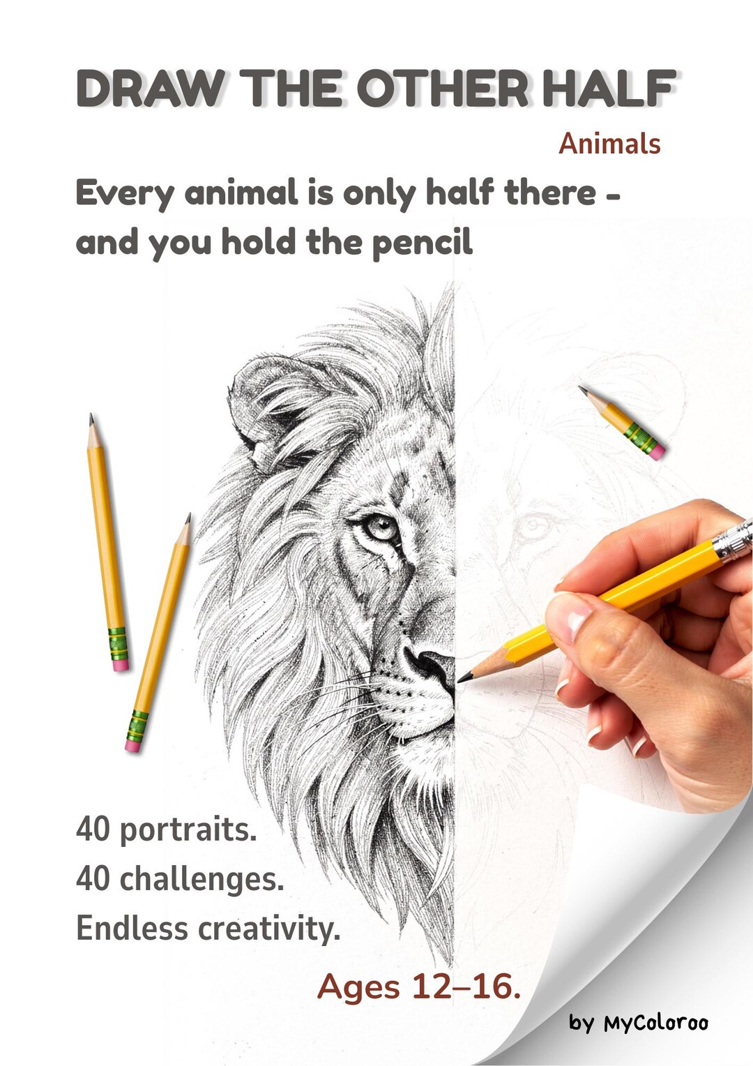 Symmetrical Hatching Draw the Other Half Animals Symmetry Drawing Book | Pencil Hatching ...