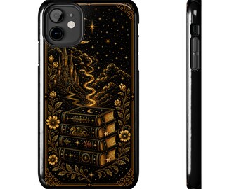 Romantasy Phone Case | Mystical Castle Night, Gold on Black