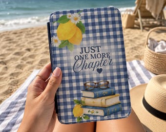 Lemon Kindle Case | Blue Gingham Cover