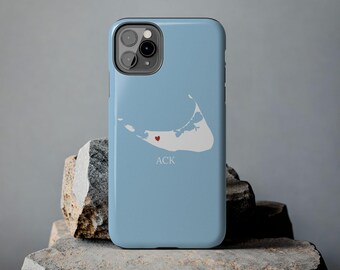 Nantucket Map Phone Case | ACK Coastal Blue Tough Protection (iPhone 17)