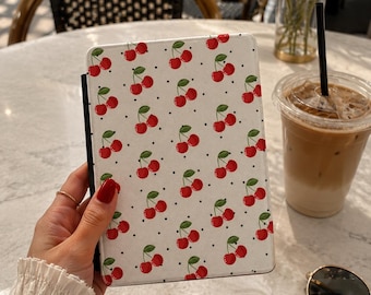 Cherry Pattern Kindle Case | Red Cherries Polka Dot E-Reader Cover