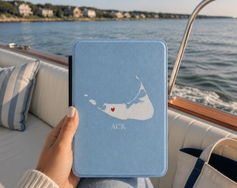 Nantucket Map with Heart Kindle Case | ACK Island Outline