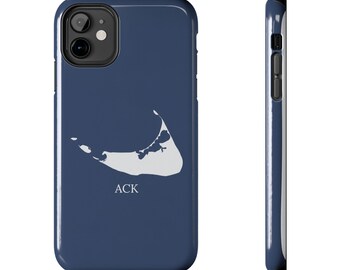 Nantucket Island Map Phone Case | ACK Navy Silhouette