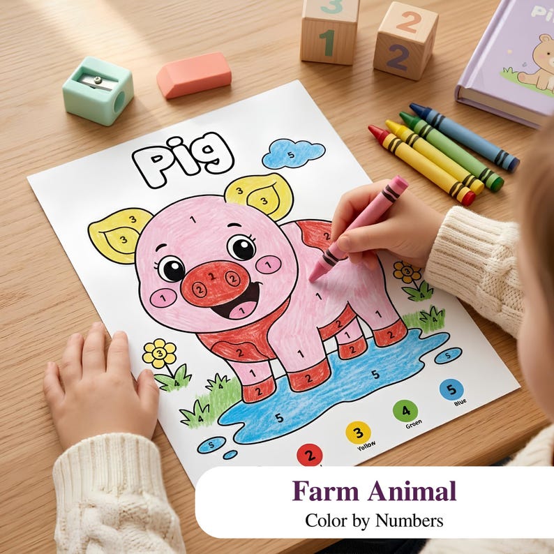 Farm Animals Color by Number Workbook | Preschool Math Activity ...