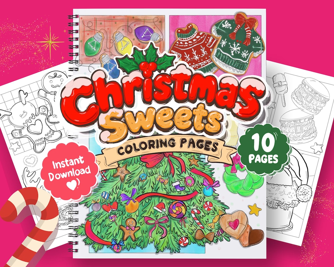 Christmas Sweets Coloring Pages, 10 Printable Holiday Dessert Coloring ...