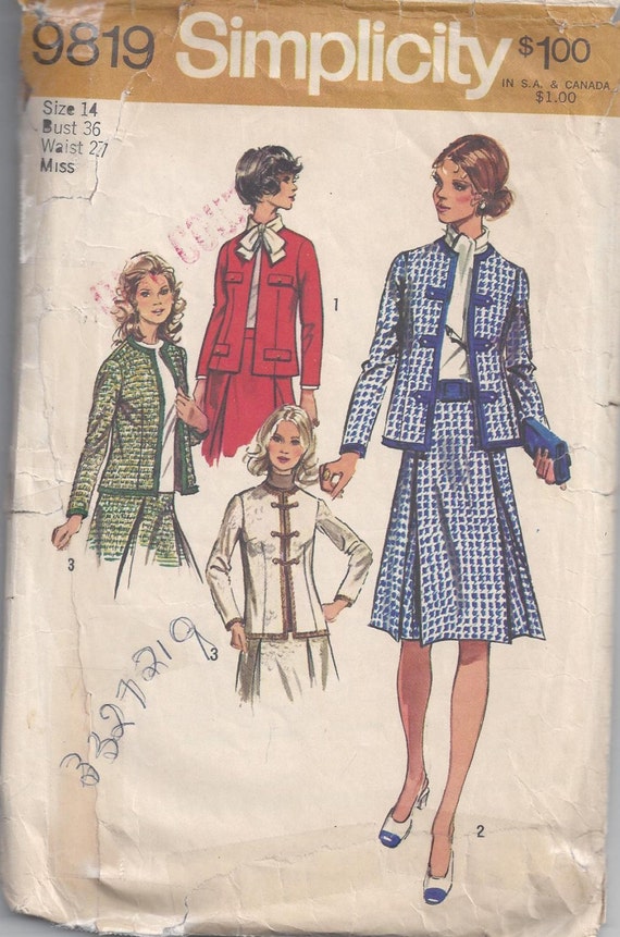 Items similar to Simplicity 9819 Sewing Pattern, Skirt And Jacket, Size ...