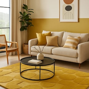 Hand Tufted Wool Rug: Modern Mustard Yellow Area Rug