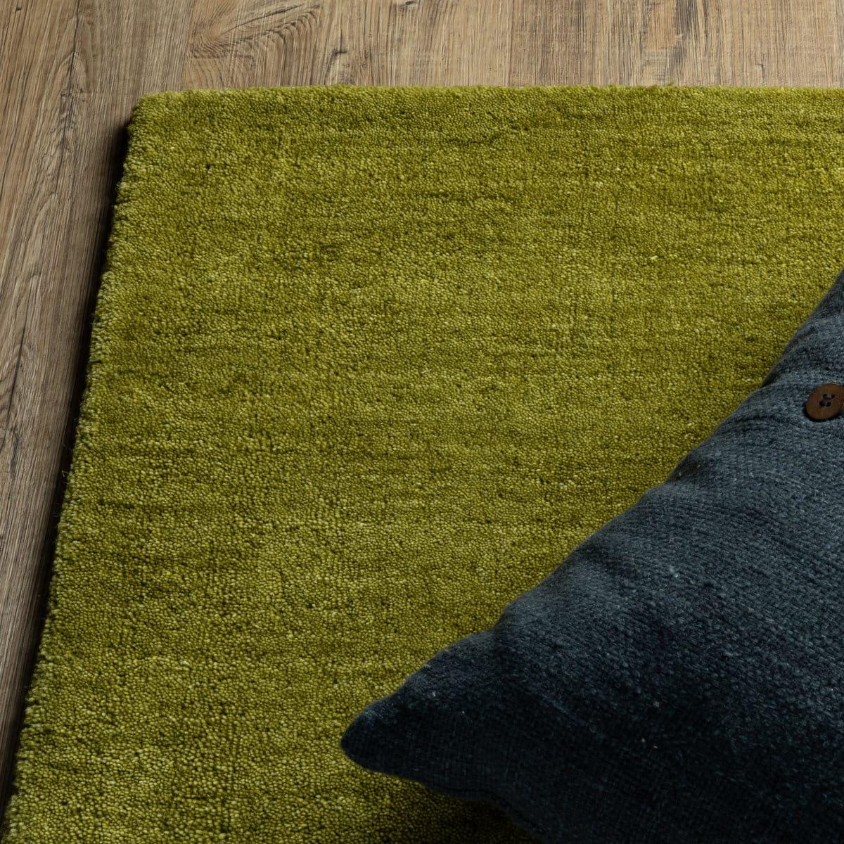 Hand Tufted Wool Rug: Modern Solid Moss Green Area Rug