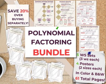 Algebra 1 Polynomial Factoring BUNDLE Digital Download