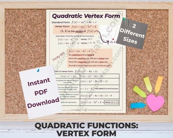 Algebra 1 Quadratic Vertex Form Poster: Standard to Vertex Conversion (Digital Download)
