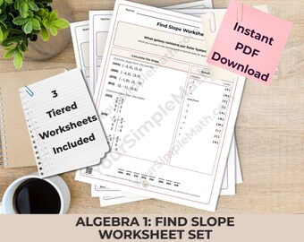 Algebra 1 Finding Slope Differentiated Printable Riddle Worksheets