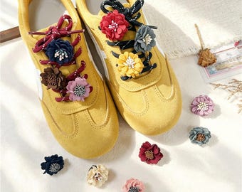 Flower Shoe Charms for Sneakers, Handmade Floral Shoe Accessories, Removable Sneaker Decorations, Cute Lace Charms, Aesthetic Gift for Women