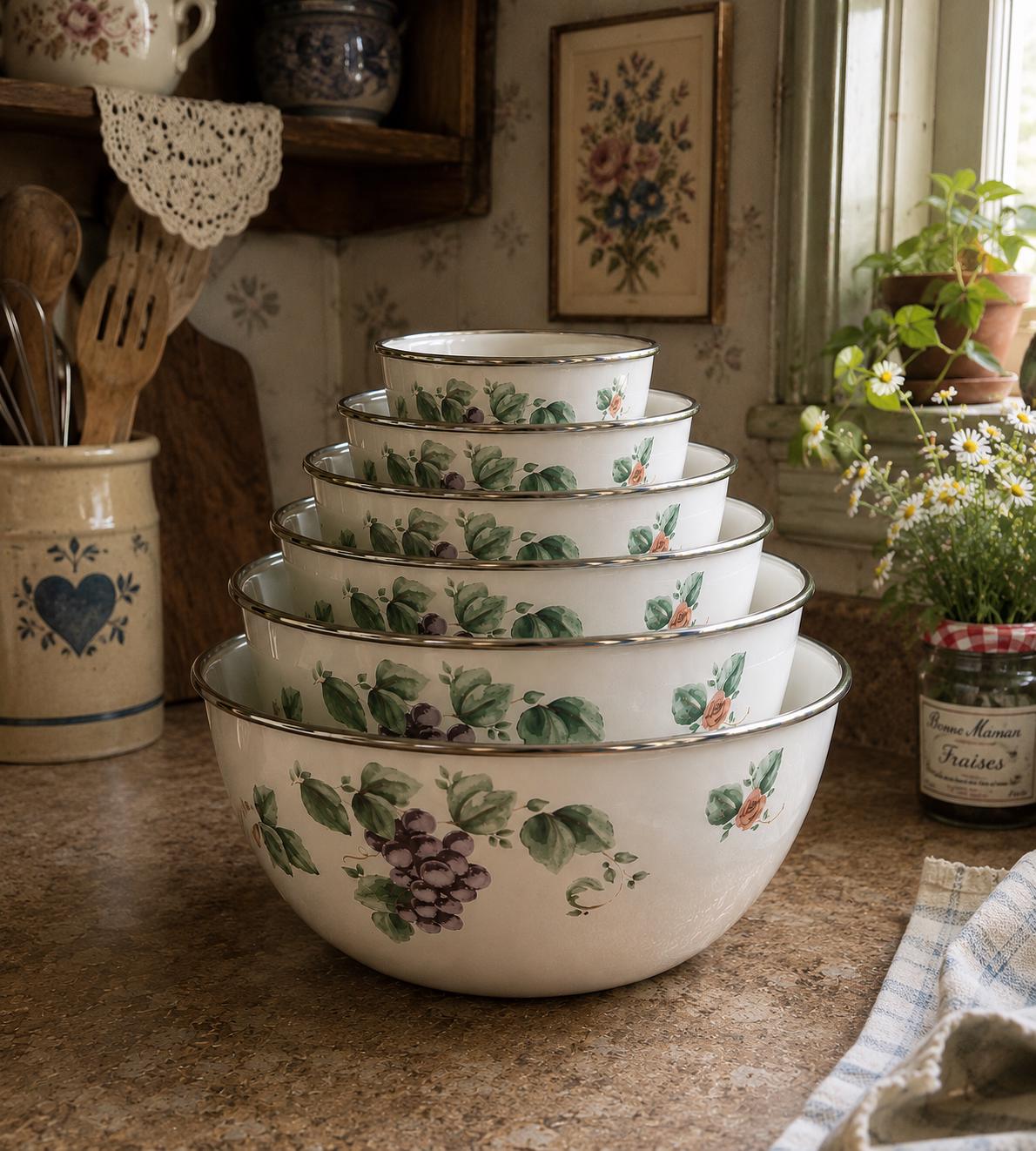 工芸品 Bowl Vintage Enamelware Nesting Bowls - Etsy