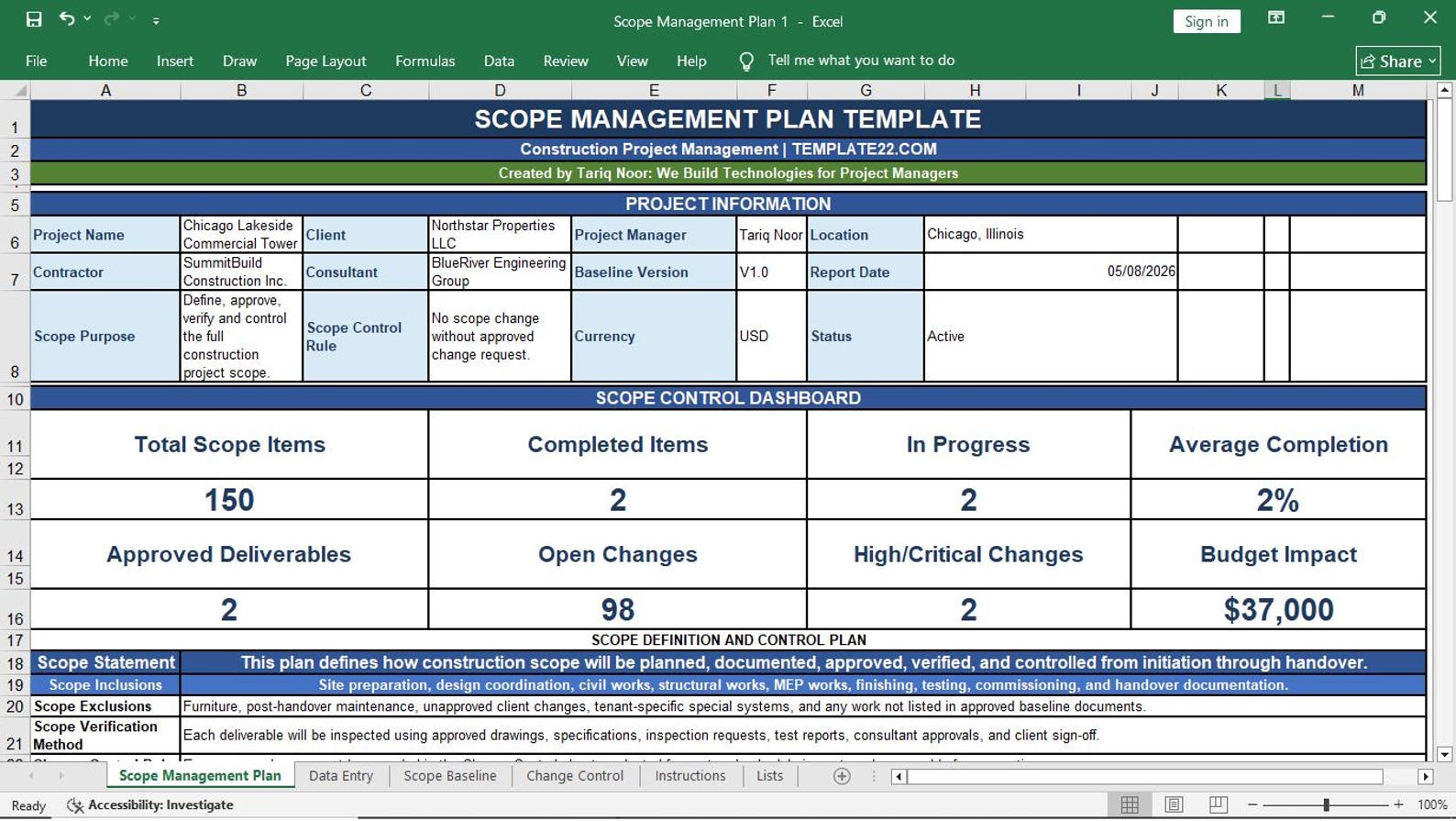 Scope Management Plan