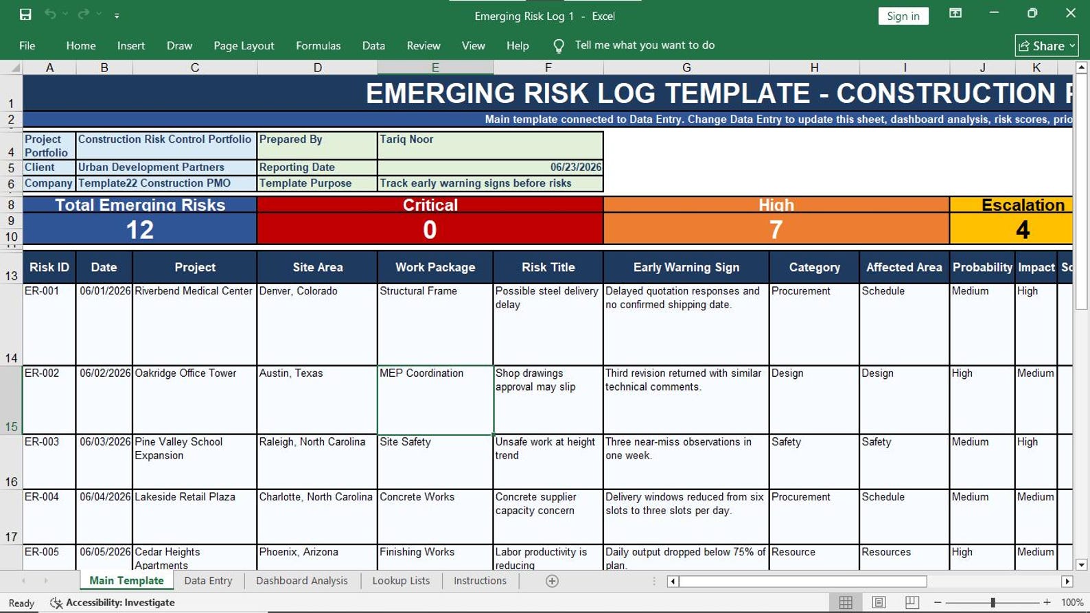 Emerging Risk Log Preview