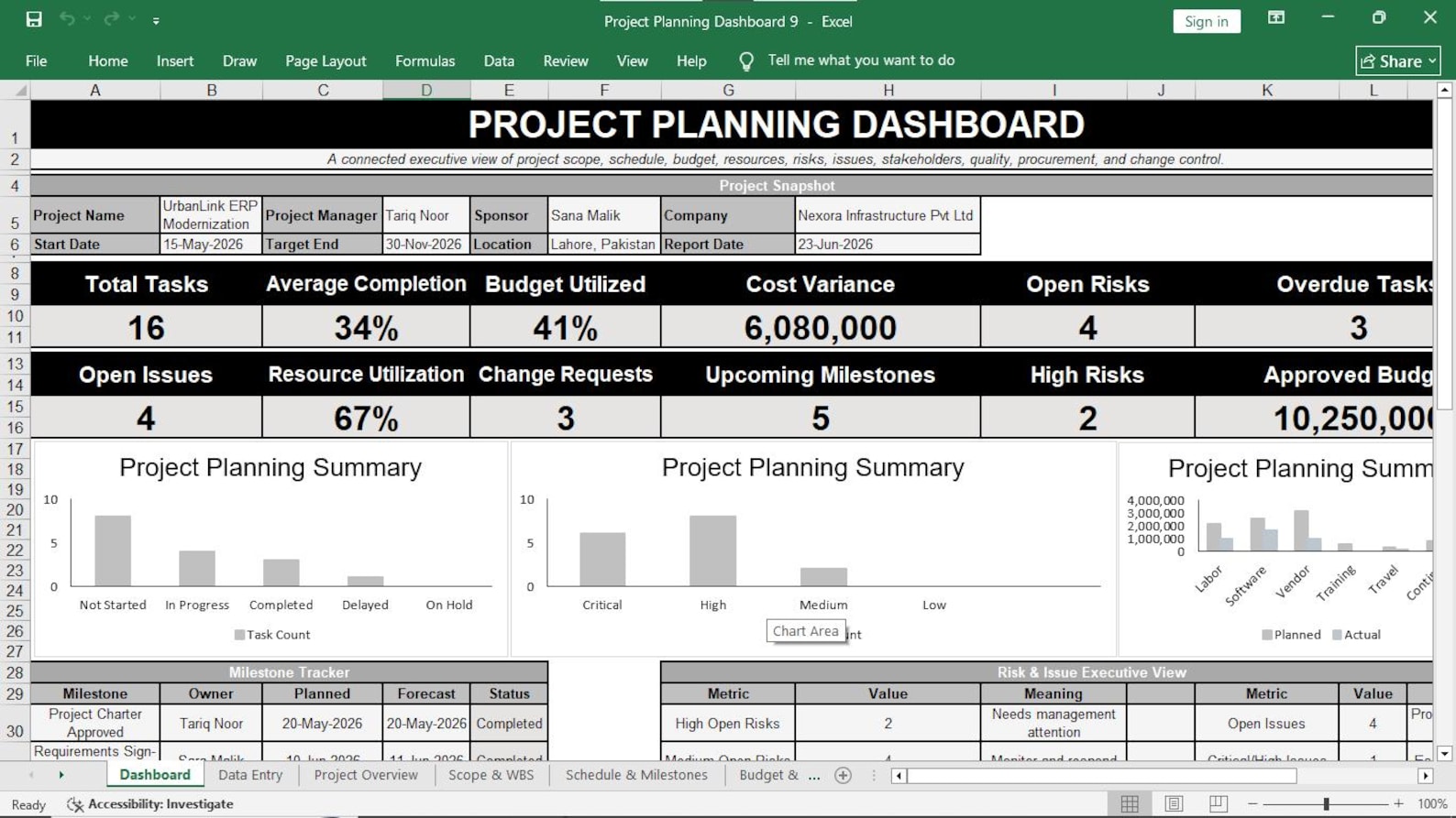 Project Planning Dashboard Preview 14