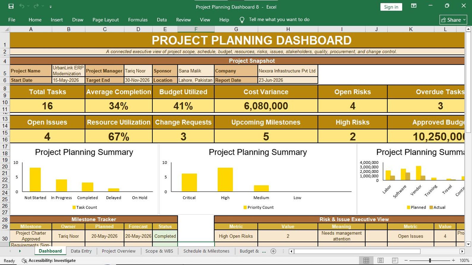 Project Planning Dashboard Preview 12