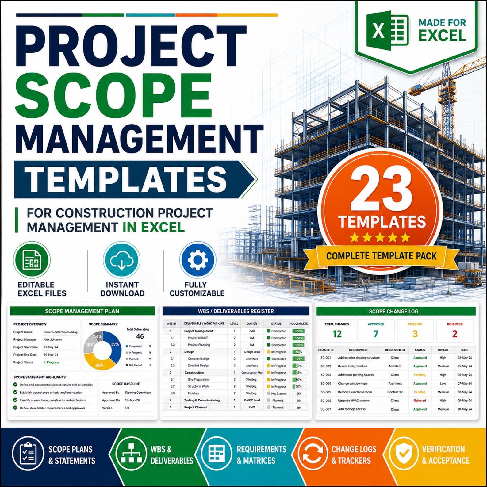 Project Scope Management Templates in Excel