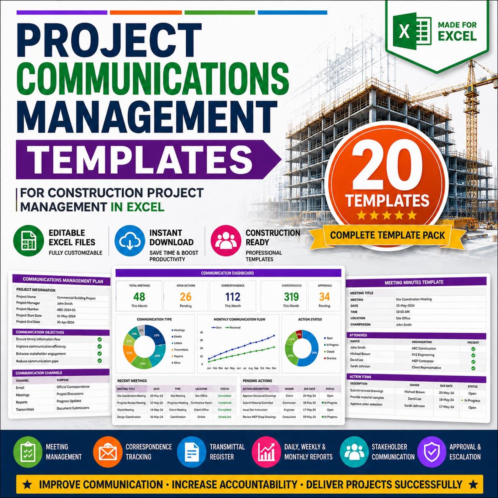 Project Communications Management Templates in Excel