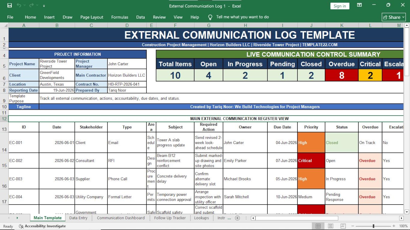 External Communication Log