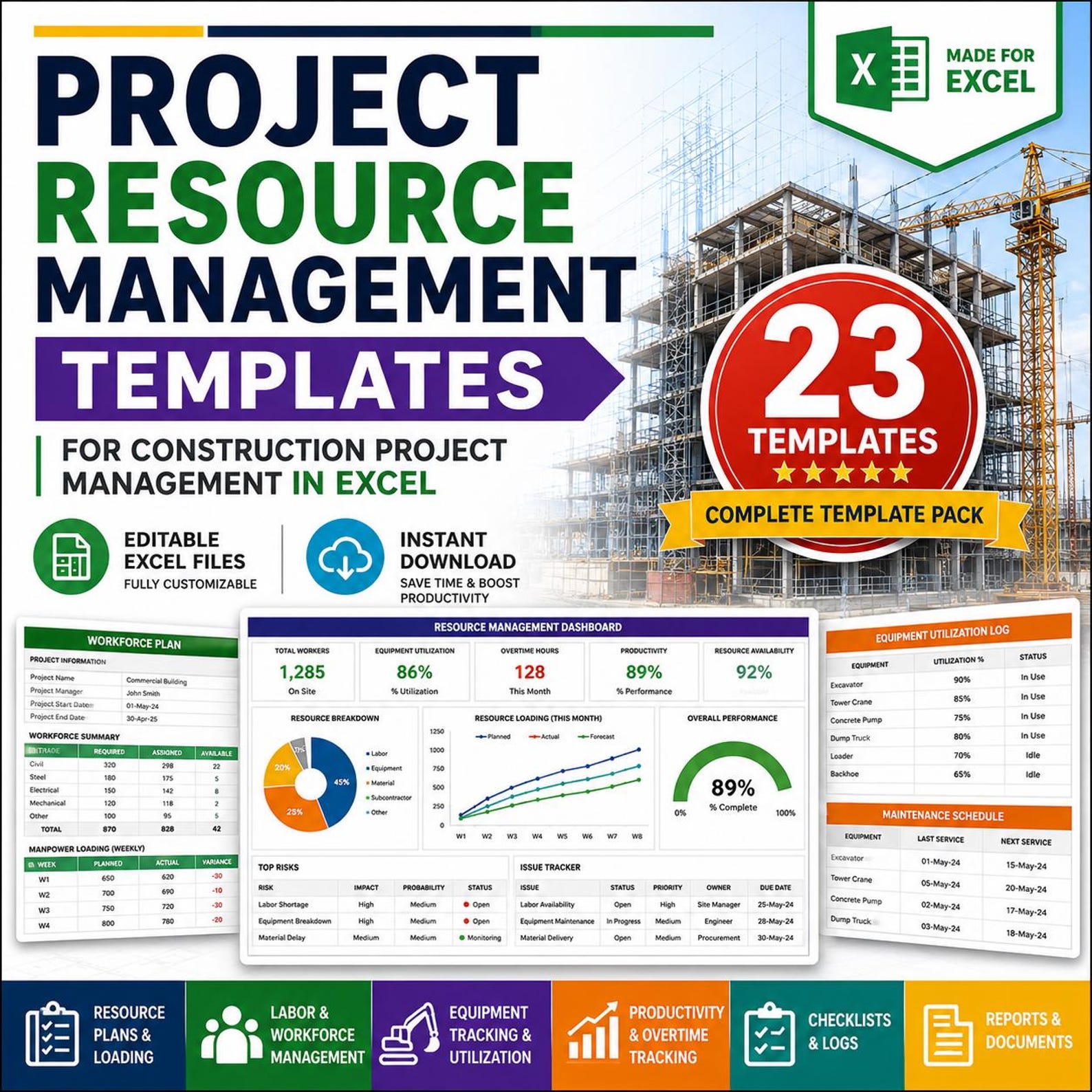 Project Resource Management Templates in Excel