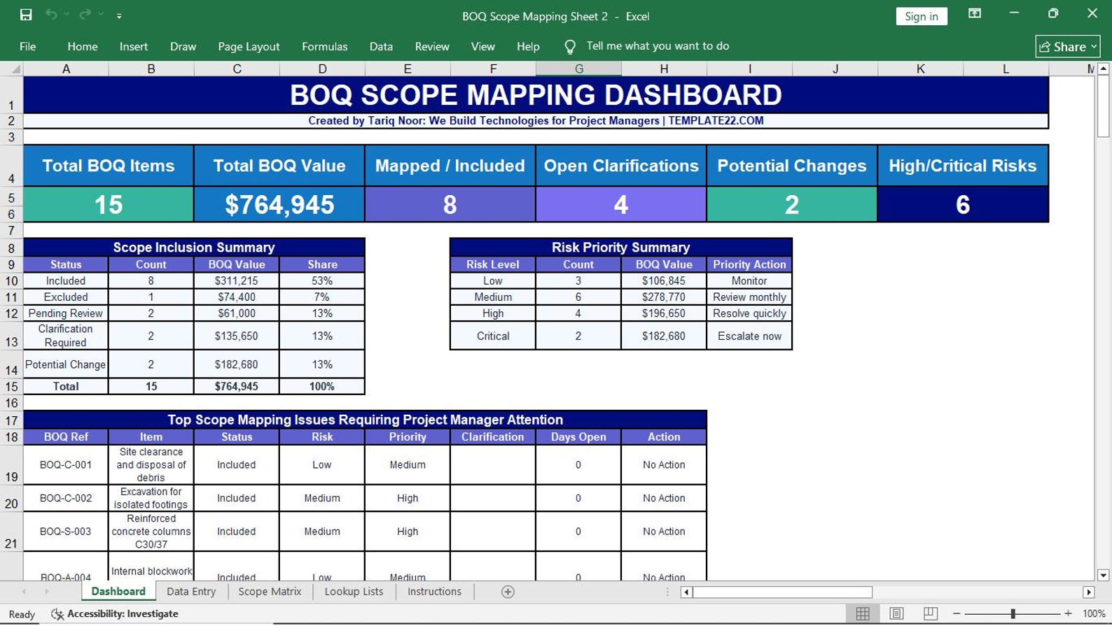BOQ Scope Mapping Sheet