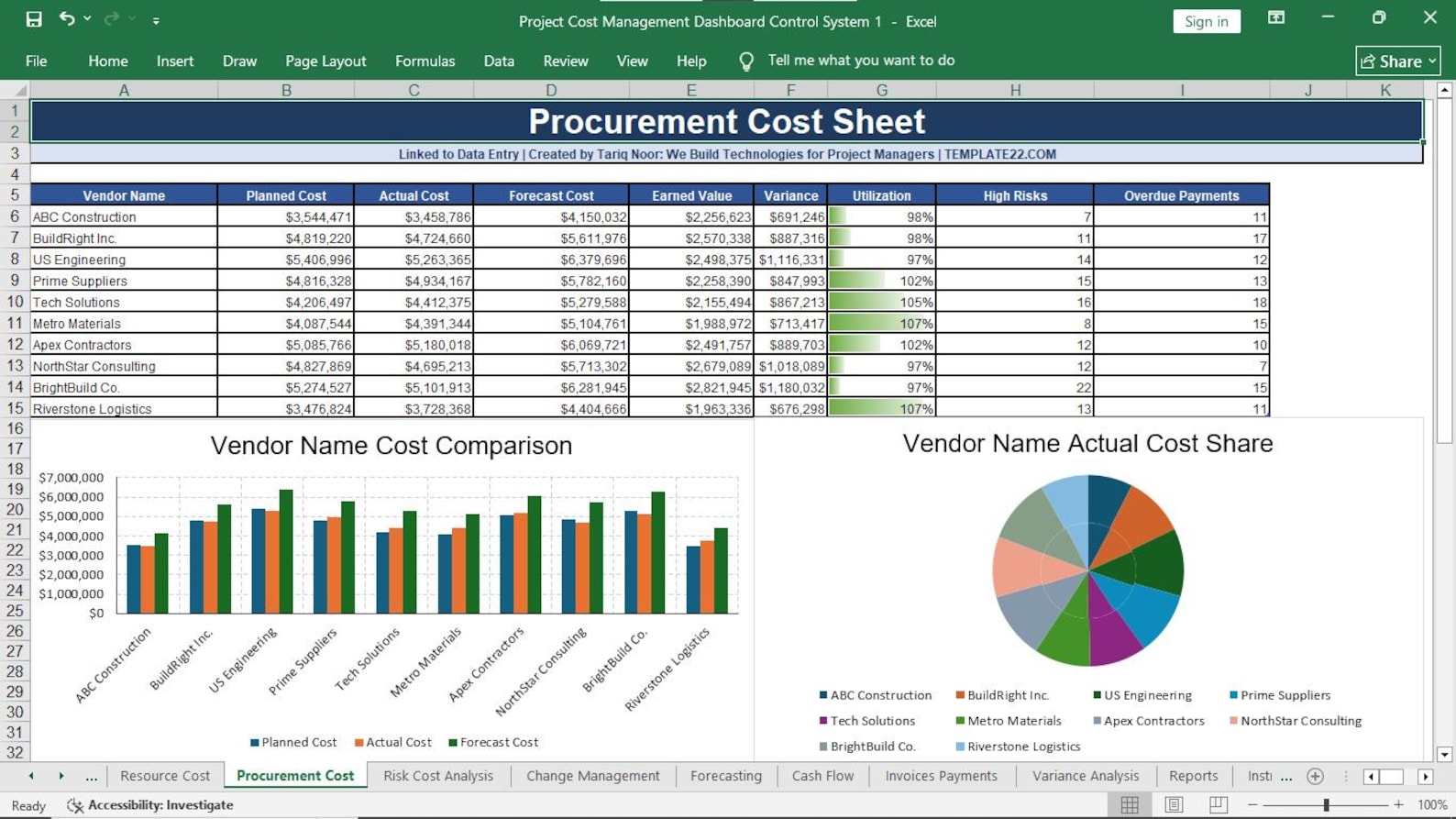 Procurement Cost Sheet Preview