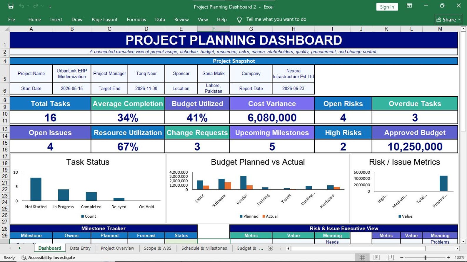 Project Planning Dashboard Preview 13