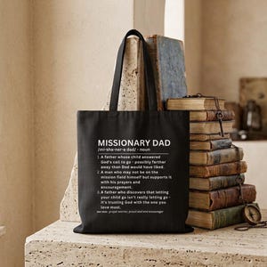 Missionary Dad Definition Tote | Christian Father Canvas Bag | Mission Trip Gift