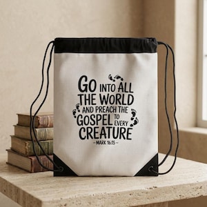 Great Commission Missionary Drawstring Bag | Gospel of Peace | Christian Ministry Backpack