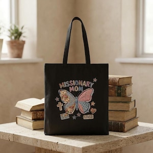 Sac cabas en toile pour maman missionnaire | Sac pour maman chrétienne | Sac fourre-tout patchwork fantaisie « Foi »