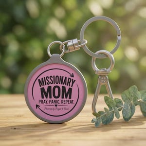 Missionary Mom Keyring | Pray Panic Repeat keychain | Christian Mother | Mission Trip Family Gift